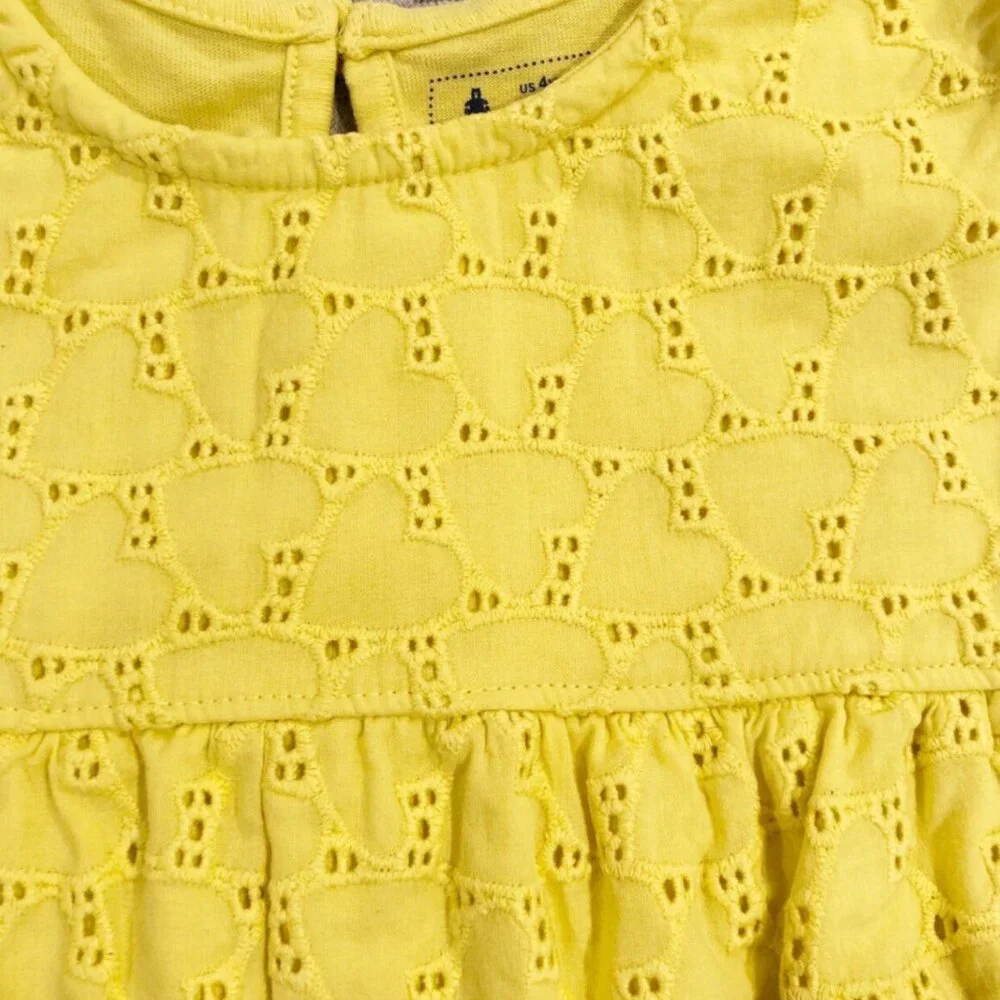 Baby Gap 4Y Yellow Eyelet Heart Shirt Top